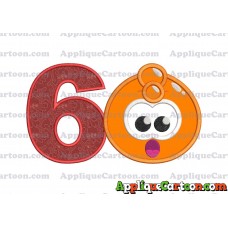 Orange Jelly Applique Embroidery Design Birthday Number 6