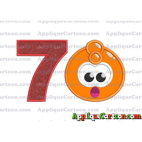 Orange Jelly Applique Embroidery Design Birthday Number 7
