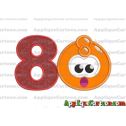 Orange Jelly Applique Embroidery Design Birthday Number 8
