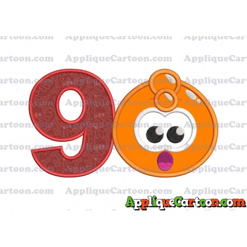 Orange Jelly Applique Embroidery Design Birthday Number 9