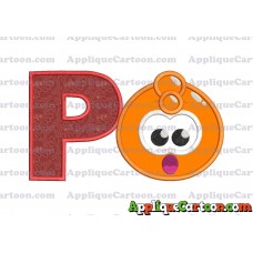 Orange Jelly Applique Embroidery Design With Alphabet P
