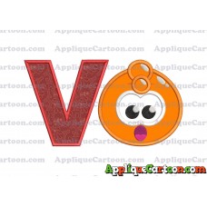 Orange Jelly Applique Embroidery Design With Alphabet V