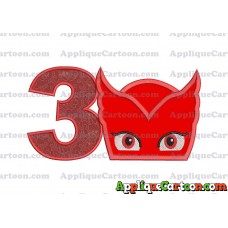 Owlette Pj Masks Applique 01 Embroidery Design Birthday Number 3