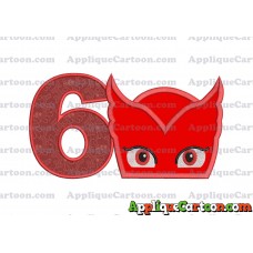 Owlette Pj Masks Applique 01 Embroidery Design Birthday Number 6