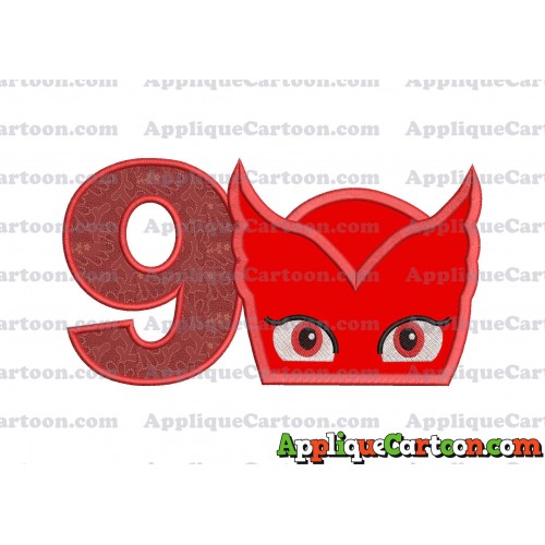 Owlette Pj Masks Applique 01 Embroidery Design Birthday Number 9