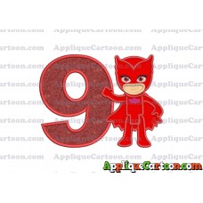Owlette Pj Masks Applique 03 Embroidery Design Birthday Number 9