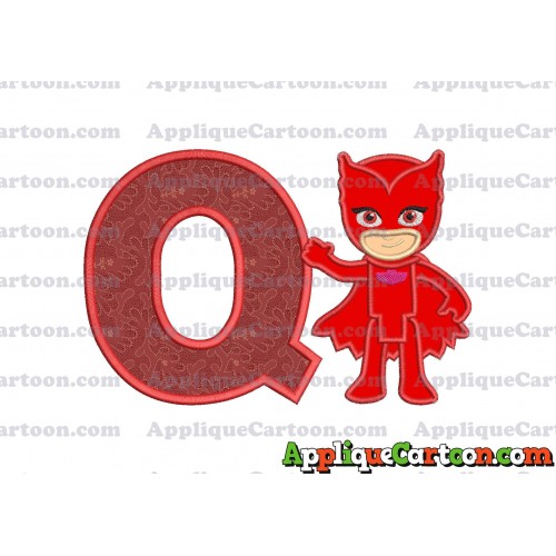 Owlette Pj Masks Applique 03 Embroidery Design With Alphabet Q