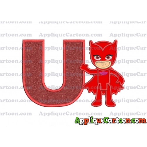 Owlette Pj Masks Applique 03 Embroidery Design With Alphabet U
