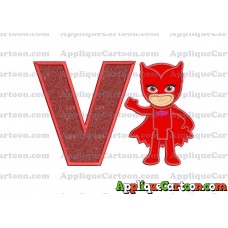 Owlette Pj Masks Applique 03 Embroidery Design With Alphabet V