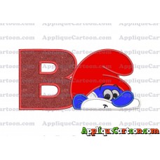 PaPa Smurf Head Applique Embroidery Design With Alphabet B