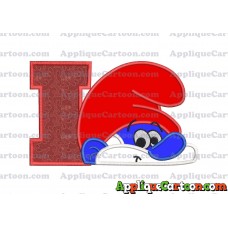 PaPa Smurf Head Applique Embroidery Design With Alphabet I