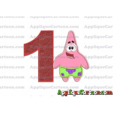 Patrick Star Spongebob Applique Embroidery Design Birthday Number 1