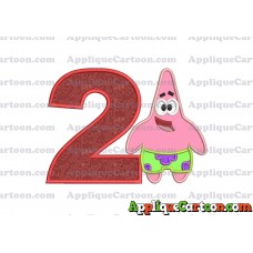 Patrick Star Spongebob Applique Embroidery Design Birthday Number 2