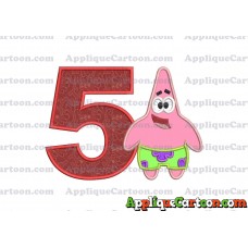 Patrick Star Spongebob Applique Embroidery Design Birthday Number 5