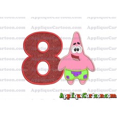 Patrick Star Spongebob Applique Embroidery Design Birthday Number 8