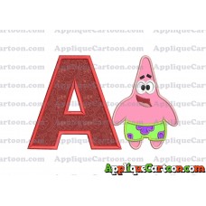 Patrick Star Spongebob Applique Embroidery Design With Alphabet A