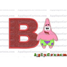 Patrick Star Spongebob Applique Embroidery Design With Alphabet B
