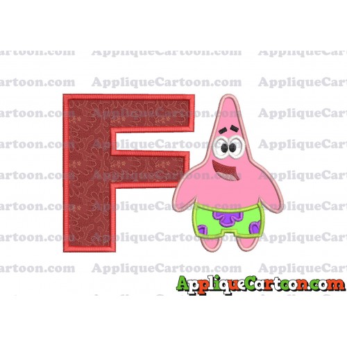 Patrick Star Spongebob Applique Embroidery Design With Alphabet F