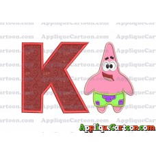 Patrick Star Spongebob Applique Embroidery Design With Alphabet K