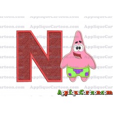 Patrick Star Spongebob Applique Embroidery Design With Alphabet N