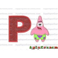Patrick Star Spongebob Applique Embroidery Design With Alphabet P