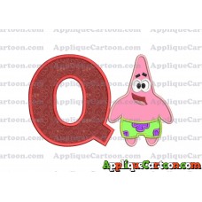 Patrick Star Spongebob Applique Embroidery Design With Alphabet Q