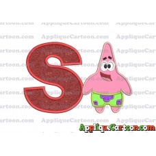 Patrick Star Spongebob Applique Embroidery Design With Alphabet S