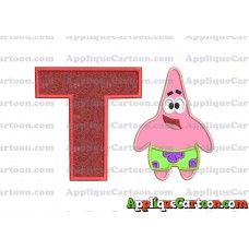 Patrick Star Spongebob Applique Embroidery Design With Alphabet T
