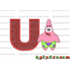 Patrick Star Spongebob Applique Embroidery Design With Alphabet U