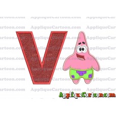 Patrick Star Spongebob Applique Embroidery Design With Alphabet V