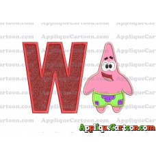 Patrick Star Spongebob Applique Embroidery Design With Alphabet W