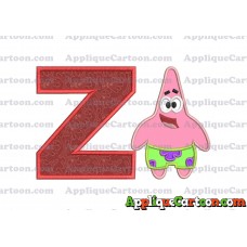 Patrick Star Spongebob Applique Embroidery Design With Alphabet Z