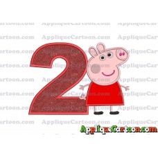 Peppa Pig Applique Embroidery Design Birthday Number 2