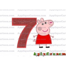 Peppa Pig Applique Embroidery Design Birthday Number 7