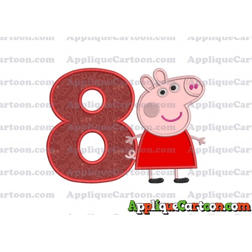 Peppa Pig Applique Embroidery Design Birthday Number 8