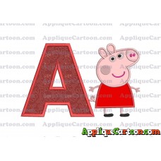 Peppa Pig Applique Embroidery Design With Alphabet A