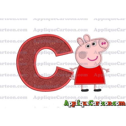 Peppa Pig Applique Embroidery Design With Alphabet C