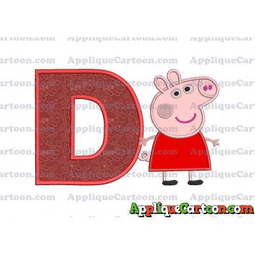Peppa Pig Applique Embroidery Design With Alphabet D