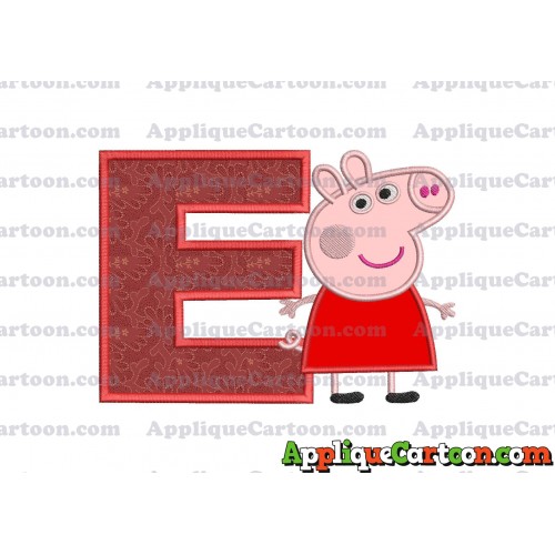 Peppa Pig Applique Embroidery Design With Alphabet E