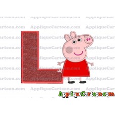 Peppa Pig Applique Embroidery Design With Alphabet L