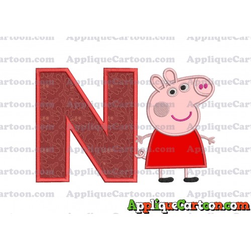 Peppa Pig Applique Embroidery Design With Alphabet N