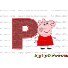 Peppa Pig Applique Embroidery Design With Alphabet P