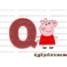 Peppa Pig Applique Embroidery Design With Alphabet Q
