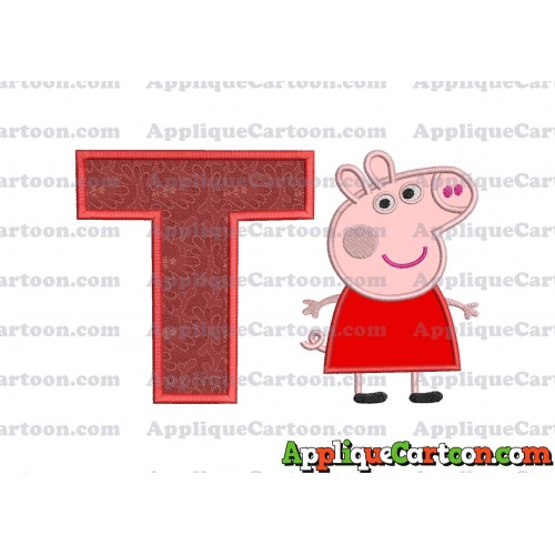 Peppa Pig Applique Embroidery Design With Alphabet T