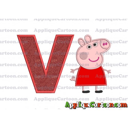 Peppa Pig Applique Embroidery Design With Alphabet V