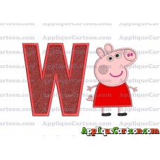 Peppa Pig Applique Embroidery Design With Alphabet W