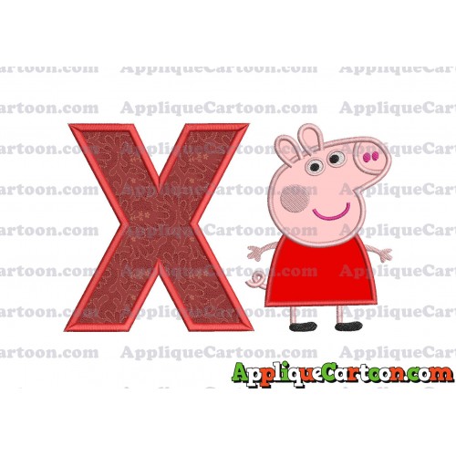 Peppa Pig Applique Embroidery Design With Alphabet X
