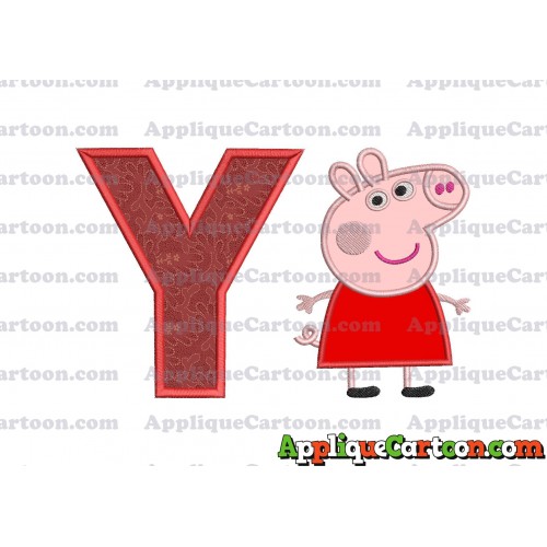 Peppa Pig Applique Embroidery Design With Alphabet Y
