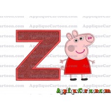 Peppa Pig Applique Embroidery Design With Alphabet Z