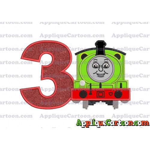 Percy the Train Applique 02 Embroidery Design Birthday Number 3
